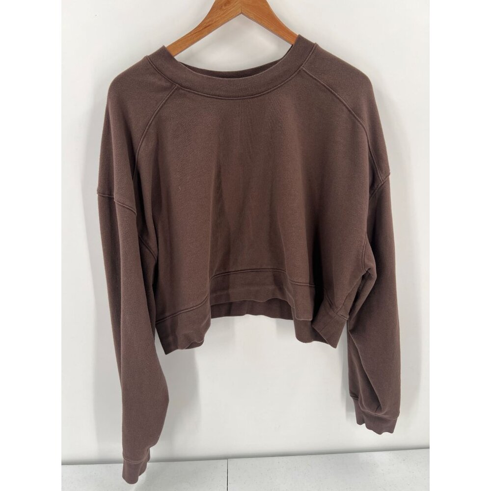 Nuuds Women Size XL Brown Cotton Cropped Sweatshirt